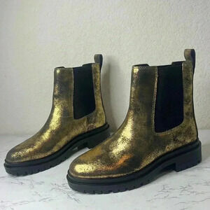 LAUREN RALPH LAUREN Womens Corinne Round Toe Block Heel Black & Bronze Booties